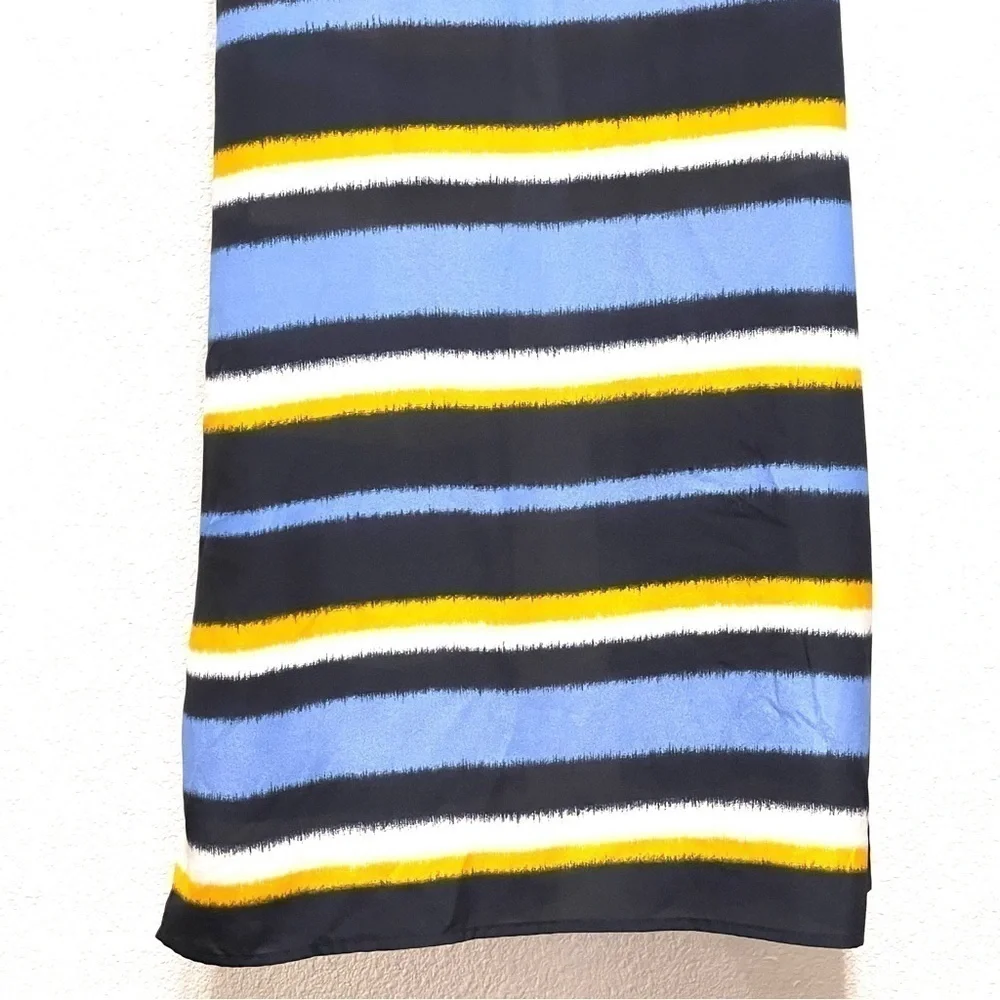 Michael Kors Woman Black Blue Striped Maxi Long Dress Size XXS